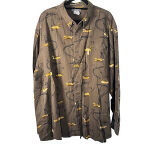 Columbia River Lodge Shirt 3XT Brown Duck Hunting Print Button Up Tall